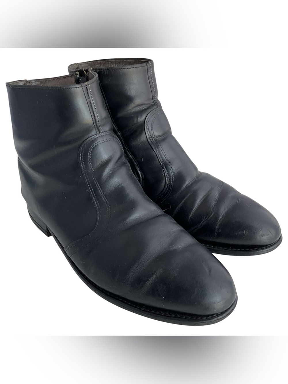 intage Black Leather Side Zip Man Made Boots Men’s Size 10 EEE